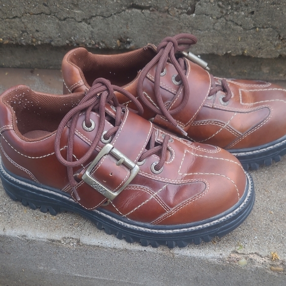 GBX Brown Leather Lace-Up & Strap Oxfords main image 5